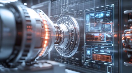 Cutting Edge Futuristic Technology Control Panel with Advanced Digital Interfaces and Complex Data Visualization