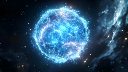 Fototapeta premium Glowing Blue Sphere Abstract 3D Background