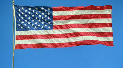 Fototapeta premium united states flag blowing. full screen