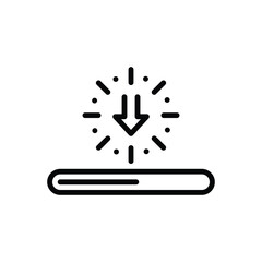 Black line icon for downloading