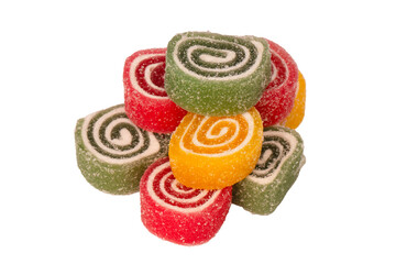 Obraz premium Jelly sweet candy roll isolated on a white background. Marmalade candy.