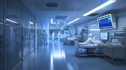Obraz premium High Tech Hospital Medical Equipment and Supplies in Sterile Clinical Environment