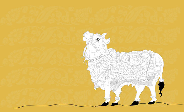 An Indian Kalamkari Art- Decorative Cow