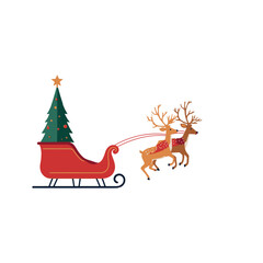 christmas sleigh and reindeer silhouette vector design flat illustrations