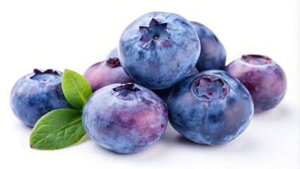 Obraz premium Vibrant Blueberry Watercolor Clipart on White Background for Design Projects, Perfect for Invitations, Recipes, and Digital Art, Featuring Lush Blueberries in Soft Watercolor Style