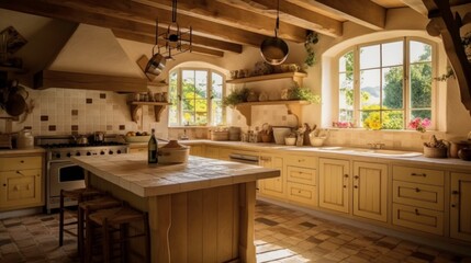 Rustic Kitchen Interior with Natural Light