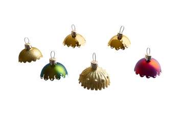 Christmas bauble caps used to hang the baubles off a Christmas tree. A design element for use in creating your own baubles isolated against a white background.