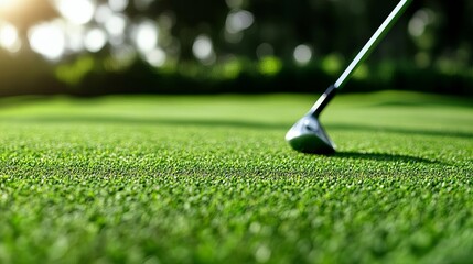 Motion capture of swing on lush green, with focus on the club path, golf club path, precision and movement