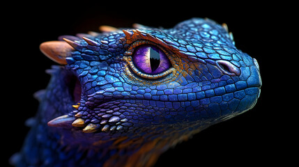 Blue Dragon with Spikes - 3D Illustration