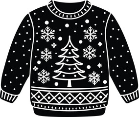 Christmas ugly sweater black christmas sweater silhouette vector