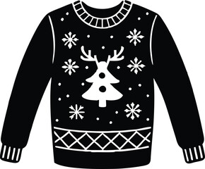 Christmas ugly sweater black christmas sweater silhouette vector