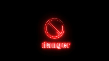 Neon warning text sign illustration.