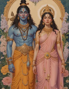 Hindu religious god Shiva with goddess Parvati | Mahashivratri