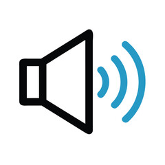 Speaker icon with sound waves, Vector illustration of a speaker icon emitting sound waves, representing audio, volume, and media playback in a simple dark design.
