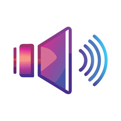 Gradient speaker icon with sound waves, Vector illustration of a gradient-colored speaker emitting sound waves, symbolizing audio, volume, and media playback in a modern design.
