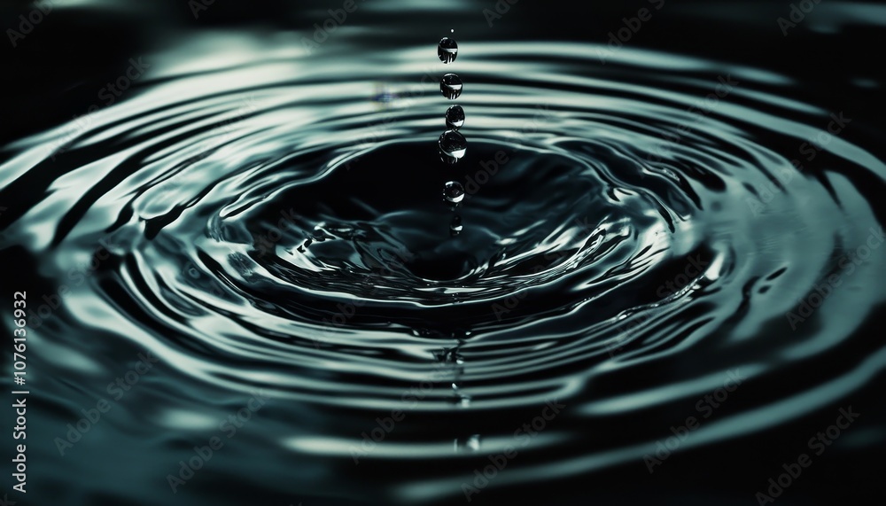 Aufkleber a single water drop falls into still water, creating a ripple effect.