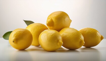 Plenty yellow lemons featured on table over white background. ai generated