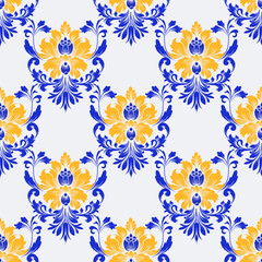 damask pattern vintage with intricate floral and ornamental designs. This classic, elegant design is perfect for wallpapers, textiles, wrapping paper, and interior decor.