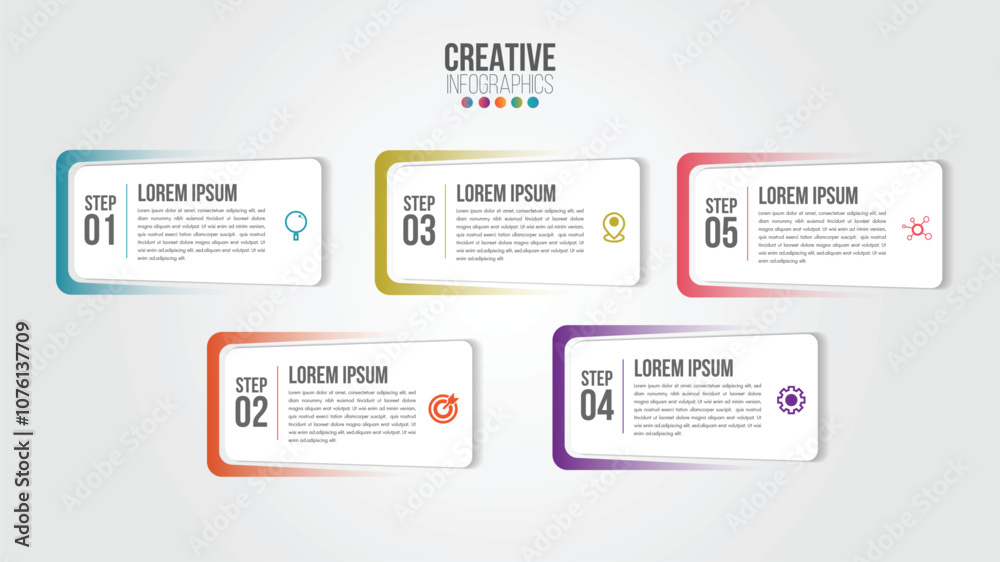 Poster business infographic design template with icons and 5 numbers options or steps. can be used for proc