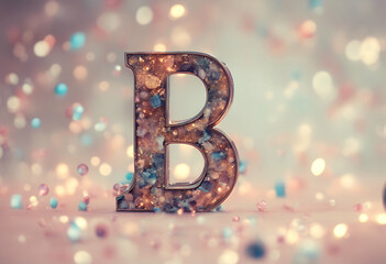 fusion style art black and white variable various abstract gold letter B whimsical background 