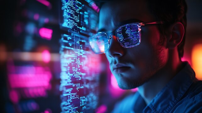 Data scientist working on a machine learning model, screen filled with Python code, training graphs, and accuracy metrics, modern tech office with a clean, minimalist design, ambient lighting,