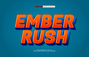 ember rush editable text effect with a happy and kids text style