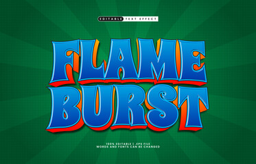 flame burst editable text effect with a kids and game text style