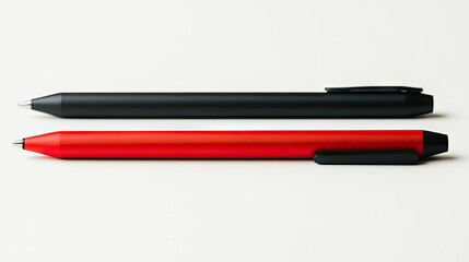 Stylus pen in black and red colors set against a white background, ideal for emphasizing the sleek design and vibrant hues of the stylus pen, with ample copy space.