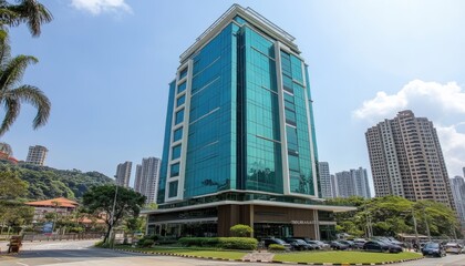 Modern Office Building in Urban Setting.