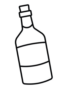 recommend clip art: vector Wine bottle with cork empty label outline.