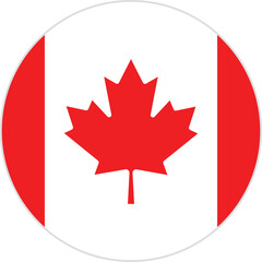 Canada Country Round Flag Icon Vector