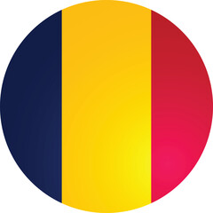 Fototapeta premium Chad Country Flag Round Vector