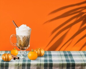 cup of tasty aroma pumpkin spice drink latte