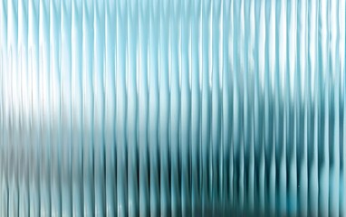 Reeded glass visual effect texture. Abstract blue background with vertical stripes, lines. Contemporary aesthetics, calming rhythms, translucent surface pattern, modern linear geometric design