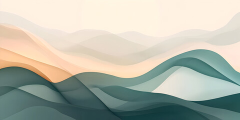 Fototapeta premium Serene Teal and Peach Abstract Landscape 