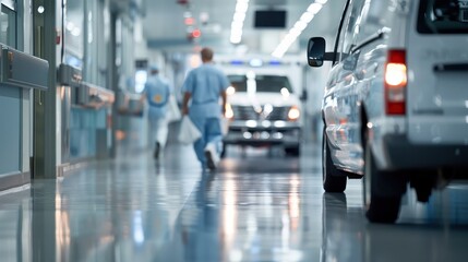 An ambulance siren wails in the distance as hospital staff rush to a patient.