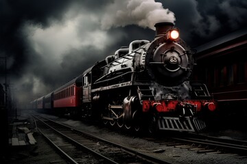 Fototapeta premium Red Steel: Precisionist Echoes in a Monochrome World