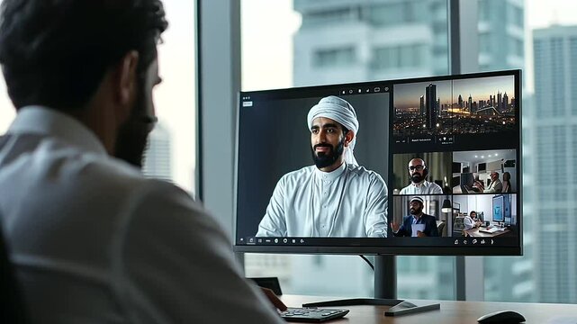 1_Arab Professionals in Video Conference with Global Clients