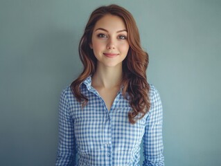 Fototapeta premium Woman in checkered shirt