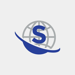 Obraz premium Globe With Letter S Abstract Iconic Symbol