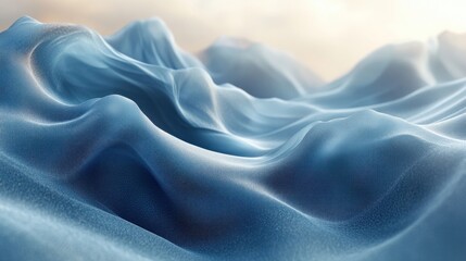 Fototapeta premium Abstract representation of smooth, undulating blue surfaces resembling waves.