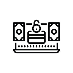 Black line icon for crime online