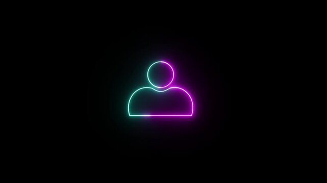 Neon-glow user or profile or avatar icon animation. Two-tone blue and purple color person or user account or people sign animation.