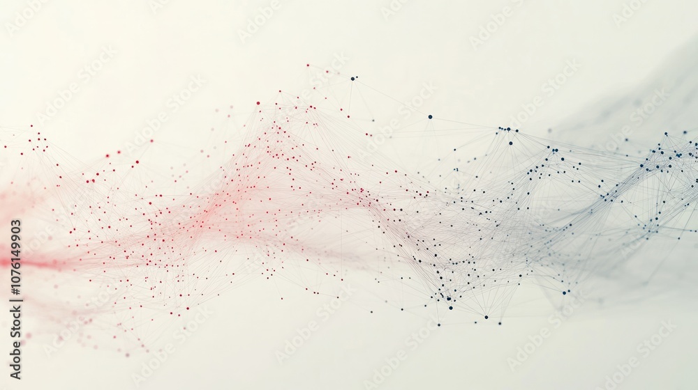 Poster representation featuring numerous interconnected dots and gradient lines that flow smoothly across t