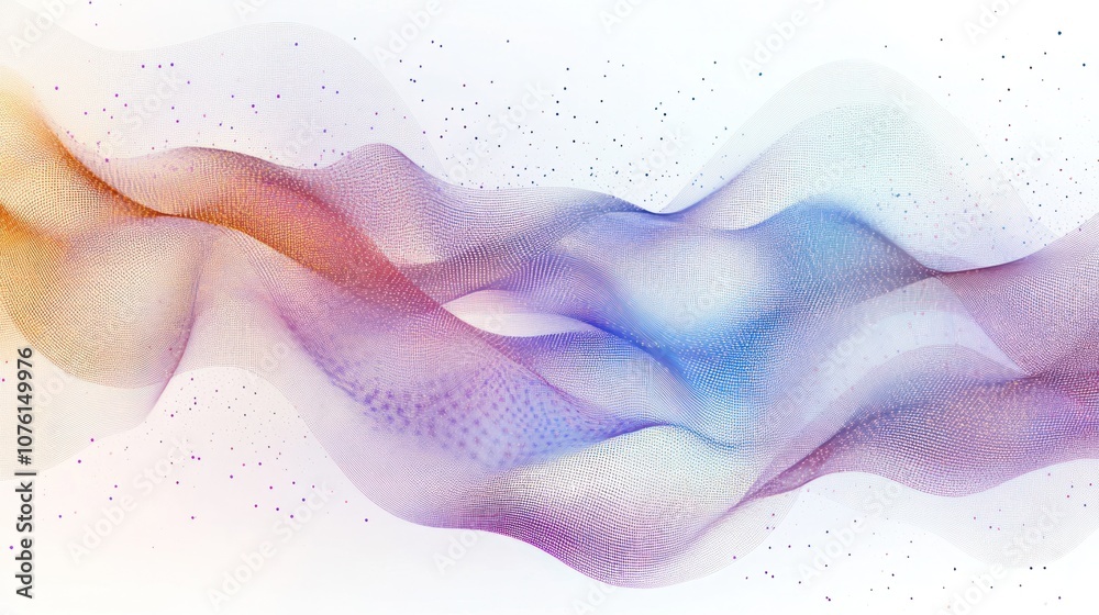 Poster representation featuring numerous interconnected dots and gradient lines that flow smoothly across t