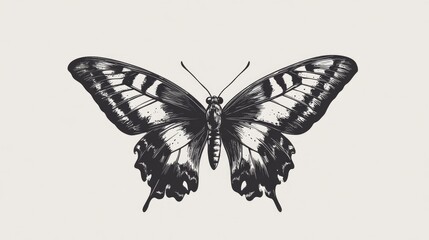 Naklejka premium Black and White Butterfly Drawing