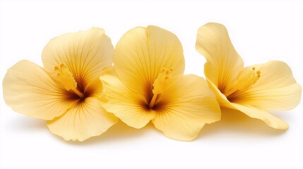 Obraz premium Elegant Yellow Flower Isolated on a White Background Showcasing Delicate Petals and Intricate Textures Ideal for Nature and Floral Themes in Stock Photography