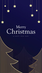 Christmas and New Year's Eve background with luxurious themed Christmas tree in outline grid ornament shape.