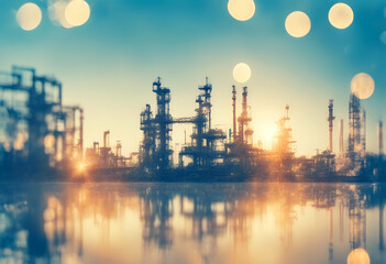 Obraz premium sunlight petrochemical engineering double exposure colored design
