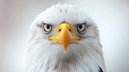 Obraz premium A Stunning Close-Up of an Isolated Eagle on a White Background Capturing the Majestic Features and Intense Gaze of This Powerful Bird of Prey